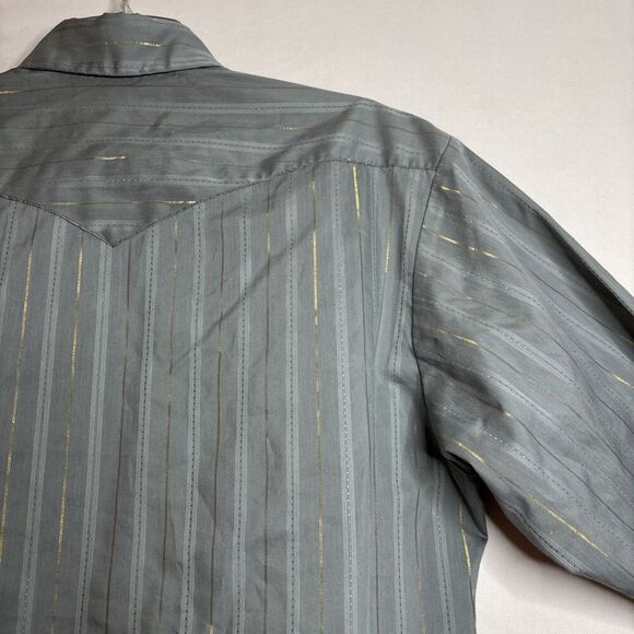 Ranch and Town by Panhandle Slim Western Shirt Stripe Pearl Snap Size 16 1/2 34 - Picture 9 of 12